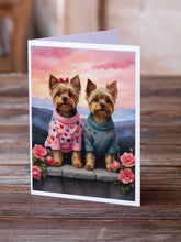 Load image into Gallery viewer, Yorkshire Terrier Two Hearts Greeting Cards - Blank Note Cards – 8-Pack of Artist-Designed Cards with Envelopes
