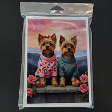 Load image into Gallery viewer, Yorkshire Terrier Two Hearts Greeting Cards - Blank Note Cards – 8-Pack of Artist-Designed Cards with Envelopes