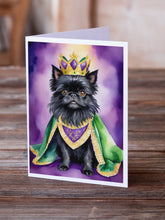 Load image into Gallery viewer, Affenpinscher King of Mardi Gras Greeting Cards - Blank Note Cards – 8-Pack of Artist-Designed Cards with Envelopes