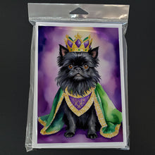 Load image into Gallery viewer, Affenpinscher King of Mardi Gras Greeting Cards - Blank Note Cards – 8-Pack of Artist-Designed Cards with Envelopes