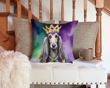 Load image into Gallery viewer, Afghan Hound King of Mardi Gras Throw Pillow - 14x14 Decorative Pillow – Art for Your Home &amp; Patio