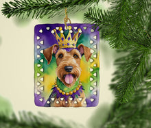 Load image into Gallery viewer, Airedale Terrier King of Mardi Gras Porcelain Ornament