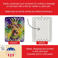 Load image into Gallery viewer, Airedale Terrier King of Mardi Gras Porcelain Ornament