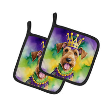Load image into Gallery viewer, Airedale Terrier King of Mardi Gras Pot Holders - Set of 2 Decorative Kitchen Helpers | Made in the USA