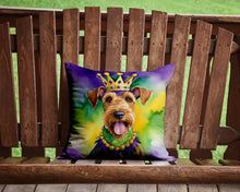 Load image into Gallery viewer, Airedale Terrier King of Mardi Gras Throw Pillow - 14x14 Decorative Pillow – Art for Your Home &amp; Patio