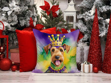 Load image into Gallery viewer, Airedale Terrier King of Mardi Gras Throw Pillow - 14x14 Decorative Pillow – Art for Your Home &amp; Patio