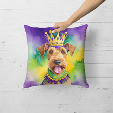 Load image into Gallery viewer, Airedale Terrier King of Mardi Gras Throw Pillow