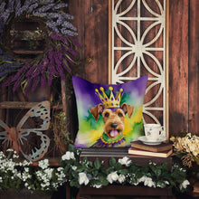 Load image into Gallery viewer, Airedale Terrier King of Mardi Gras Throw Pillow