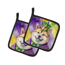 Load image into Gallery viewer, Akita King of Mardi Gras Pot Holders - Set of 2 Decorative Kitchen Helpers | Made in the USA
