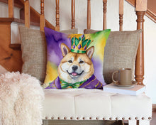 Load image into Gallery viewer, Akita King of Mardi Gras Throw Pillow - 14x14 Decorative Pillow – Art for Your Home &amp; Patio