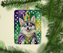 Load image into Gallery viewer, Alaskan Klee Kai King of Mardi Gras Porcelain Ornament