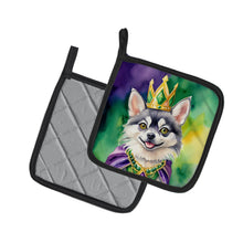 Load image into Gallery viewer, Alaskan Klee Kai King of Mardi Gras Pot Holders - Set of 2 Decorative Kitchen Helpers | Made in the USA