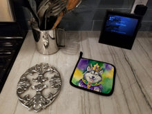 Load image into Gallery viewer, Alaskan Malamute King of Mardi Gras Pot Holders - Set of 2 Decorative Kitchen Helpers | Made in the USA