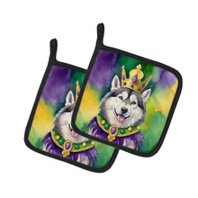 Load image into Gallery viewer, Alaskan Malamute King of Mardi Gras Pot Holders - Set of 2 Decorative Kitchen Helpers | Made in the USA