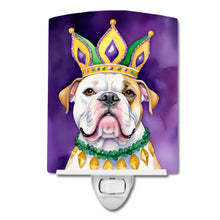 Load image into Gallery viewer, American Bulldog King of Mardi Gras Ceramic Night Light