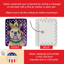 Load image into Gallery viewer, American Bulldog King of Mardi Gras Porcelain Ornament