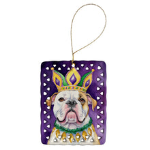 Load image into Gallery viewer, American Bulldog King of Mardi Gras Porcelain Ornament