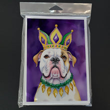 Load image into Gallery viewer, American Bulldog King of Mardi Gras Greeting Cards - Blank Note Cards – 8-Pack of Artist-Designed Cards with Envelopes