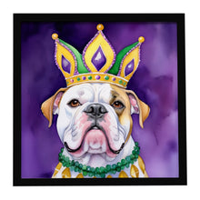 Load image into Gallery viewer, American Bulldog King of Mardi Gras Framed Metal Print