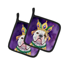 Load image into Gallery viewer, American Bulldog King of Mardi Gras Pot Holders - Set of 2 Decorative Kitchen Helpers | Made in the USA