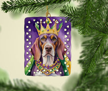 Load image into Gallery viewer, American English Coonhound King of Mardi Gras Porcelain Ornament