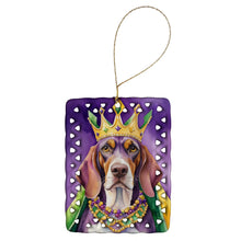 Load image into Gallery viewer, American English Coonhound King of Mardi Gras Porcelain Ornament