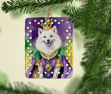 Load image into Gallery viewer, American Eskimo King of Mardi Gras Porcelain Ornament