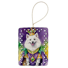 Load image into Gallery viewer, American Eskimo King of Mardi Gras Porcelain Ornament