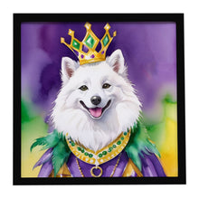 Load image into Gallery viewer, American Eskimo King of Mardi Gras Framed Metal Print