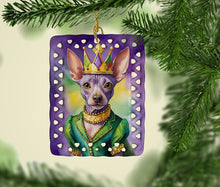 Load image into Gallery viewer, American Hairless Terrier King of Mardi Gras Porcelain Ornament