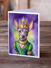 Load image into Gallery viewer, American Hairless Terrier King of Mardi Gras Greeting Cards - Blank Note Cards – 8-Pack of Artist-Designed Cards with Envelopes