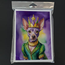 Load image into Gallery viewer, American Hairless Terrier King of Mardi Gras Greeting Cards - Blank Note Cards – 8-Pack of Artist-Designed Cards with Envelopes
