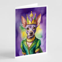 Load image into Gallery viewer, American Hairless Terrier King of Mardi Gras Greeting Cards - Blank Note Cards – 8-Pack of Artist-Designed Cards with Envelopes