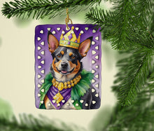Load image into Gallery viewer, Australian Cattle Dog King of Mardi Gras Porcelain Ornament