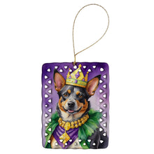 Load image into Gallery viewer, Australian Cattle Dog King of Mardi Gras Porcelain Ornament
