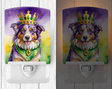 Load image into Gallery viewer, Australian Shepherd King of Mardi Gras Ceramic Night Light