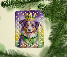 Load image into Gallery viewer, Australian Shepherd King of Mardi Gras Porcelain Ornament