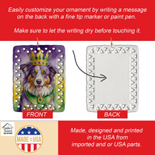 Load image into Gallery viewer, Australian Shepherd King of Mardi Gras Porcelain Ornament