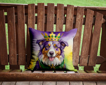 Load image into Gallery viewer, Australian Shepherd King of Mardi Gras Throw Pillow - 14x14 Decorative Pillow – Art for Your Home &amp; Patio