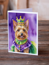 Load image into Gallery viewer, Australian Terrier King of Mardi Gras Greeting Cards - Blank Note Cards – 8-Pack of Artist-Designed Cards with Envelopes