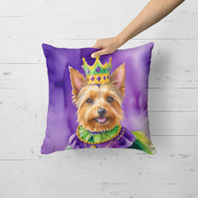 Load image into Gallery viewer, Australian Terrier King of Mardi Gras Throw Pillow