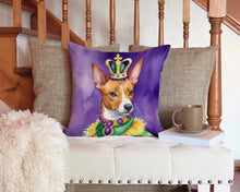 Load image into Gallery viewer, Basenji King of Mardi Gras Throw Pillow - 14x14 Decorative Pillow – Art for Your Home &amp; Patio