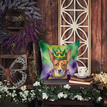 Load image into Gallery viewer, Basenji King of Mardi Gras Throw Pillow - 14x14 Decorative Pillow – Art for Your Home &amp; Patio