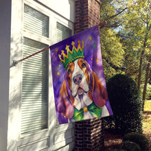Load image into Gallery viewer, Basset Hound King of Mardi Gras House Flag