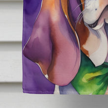 Load image into Gallery viewer, Basset Hound King of Mardi Gras House Flag