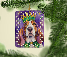 Load image into Gallery viewer, Basset Hound King of Mardi Gras Porcelain Ornament