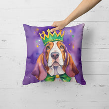 Load image into Gallery viewer, Basset Hound King of Mardi Gras Throw Pillow