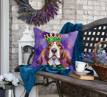 Load image into Gallery viewer, Basset Hound King of Mardi Gras Throw Pillow