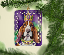 Load image into Gallery viewer, Basset Hound King of Mardi Gras Porcelain Ornament