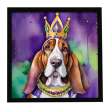 Load image into Gallery viewer, Basset Hound King of Mardi Gras Framed Metal Print
